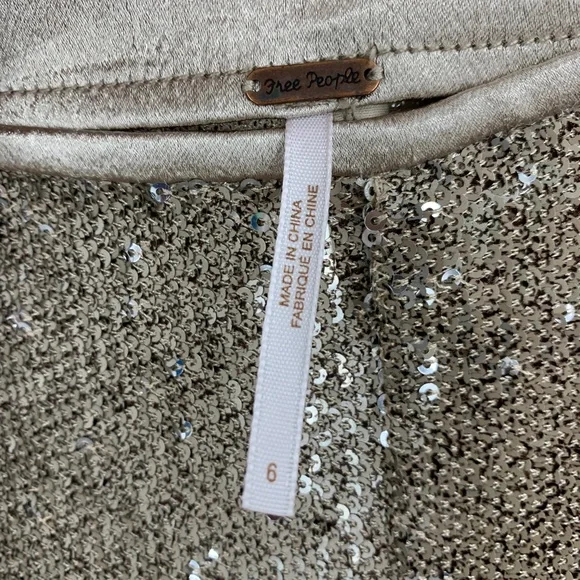 Free People The Minx Sequin Flare Pants in Champagne Sz 6 - Picture 6 of 12